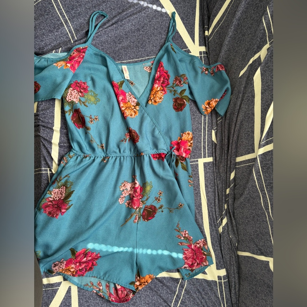 Xhilaration Teal Floral Romper